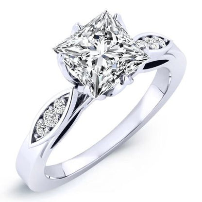 Pieris Diamond Matching Band Only (engagement Ring Not Included) For Ring With Princess Center whitegold