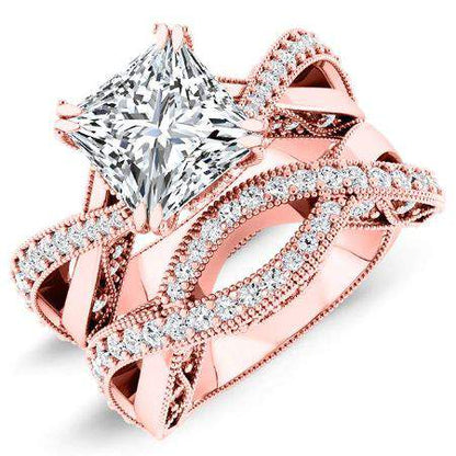 Tansy Diamond Matching Band Only (engagement Ring Not Included) For Ring With Princess Center rosegold