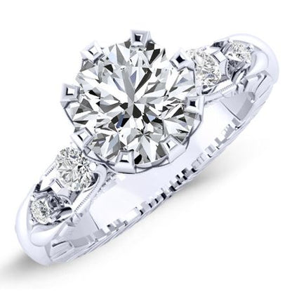 Oleana Diamond Matching Band Only (engagement Ring Not Included) For Ring With Round Center whitegold