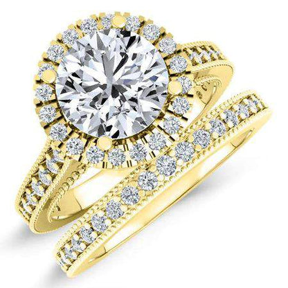 Mawar Diamond Matching Band Only (engagement Ring Not Included) For Ring With Round Center yellowgold
