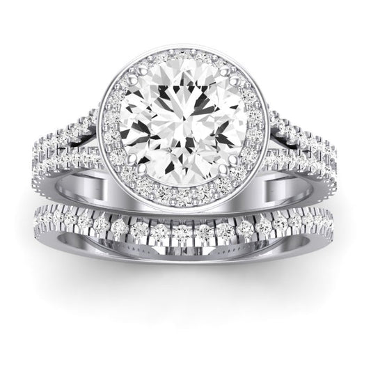 Tea Rose Diamond Matching Band Only (does Not Include Engagement Ring) For Ring With Round Center whitegold