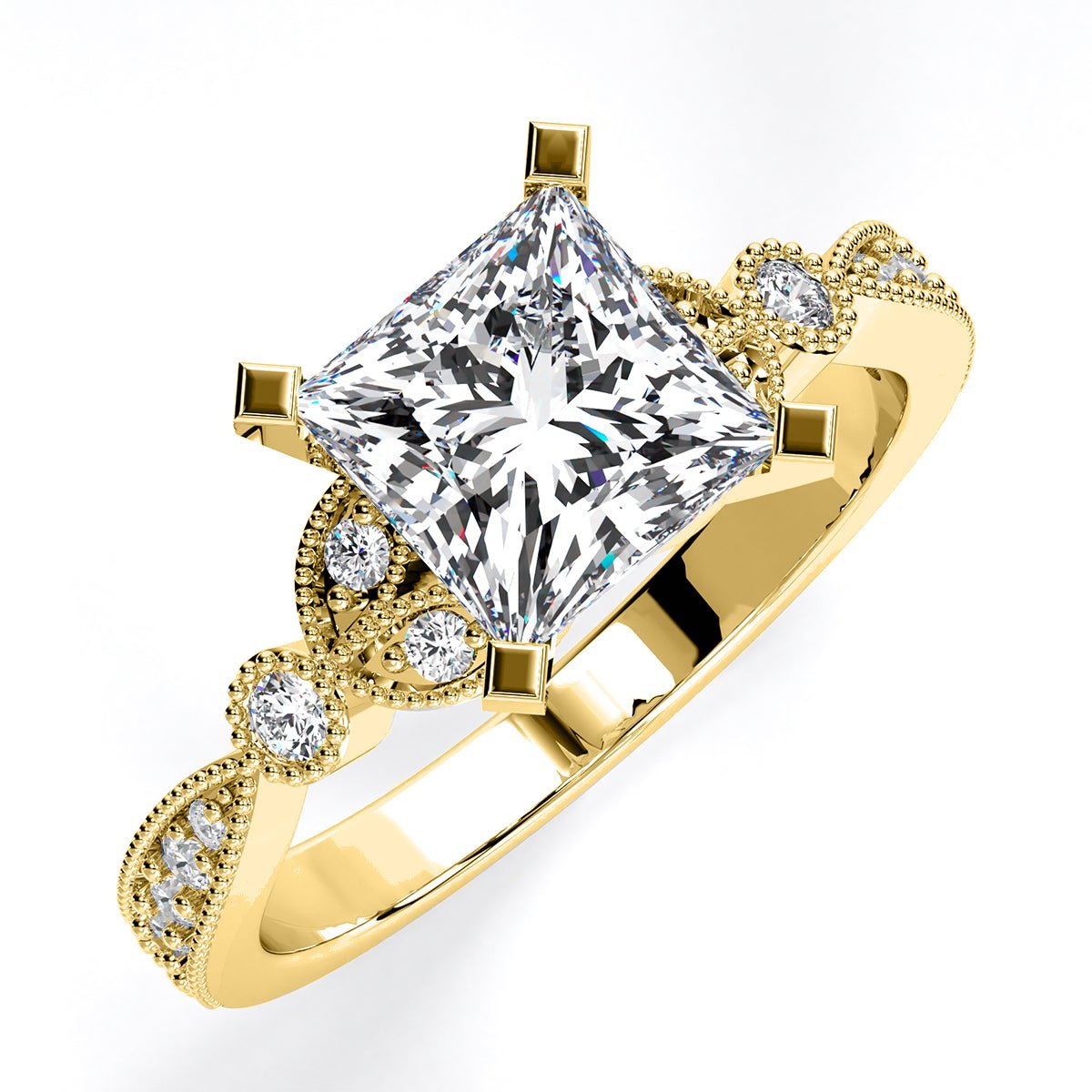 Laurel Princess Moissanite Engagement Ring yellowgold