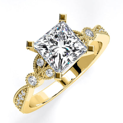 Laurel Princess Moissanite Engagement Ring yellowgold