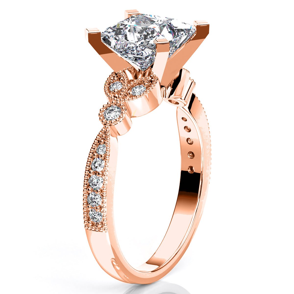 Laurel Princess Moissanite Engagement Ring rosegold