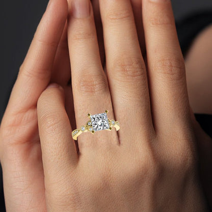 Laurel Princess Moissanite Engagement Ring yellowgold