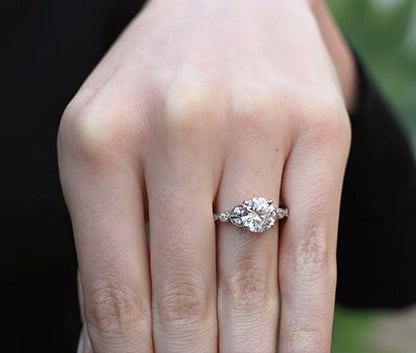 Laurel Round Moissanite Engagement Ring whitegold