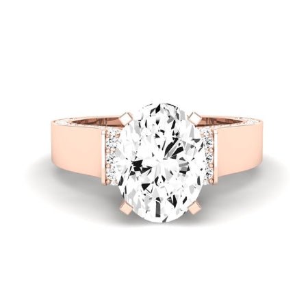 Lavender Diamond Matching Band Only (engagement Ring Not Included) For Ring With Oval Center rosegold