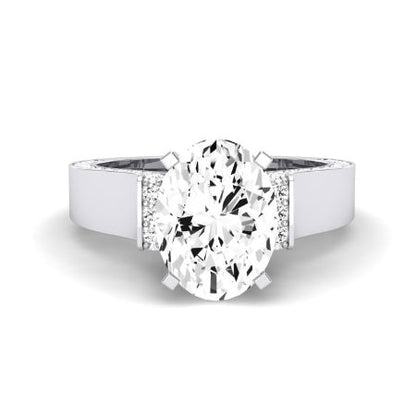 Lavender Diamond Matching Band Only (engagement Ring Not Included) For Ring With Oval Center whitegold