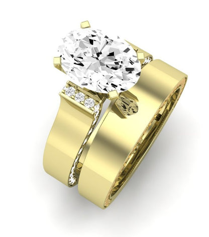 Lavender Diamond Matching Band Only (engagement Ring Not Included) For Ring With Oval Center yellowgold