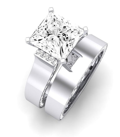 Lavender Diamond Matching Band Only (engagement Ring Not Included) For Ring With Princess Center whitegold