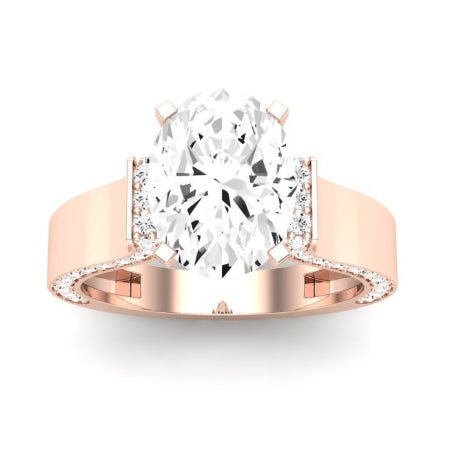 Lavender Moissanite Matching Band Only (engagement Ring Not Included) For Ring With Oval Center rosegold