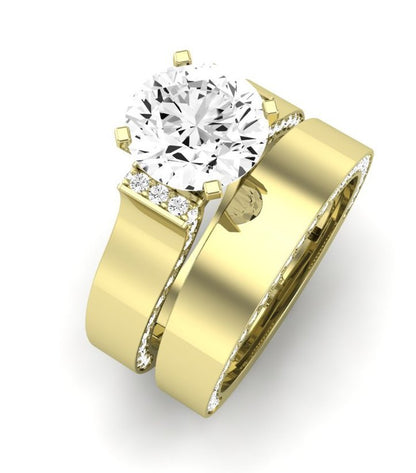 Lavender Moissanite Matching Band Only (engagement Ring Not Included) For Ring With Round Center yellowgold