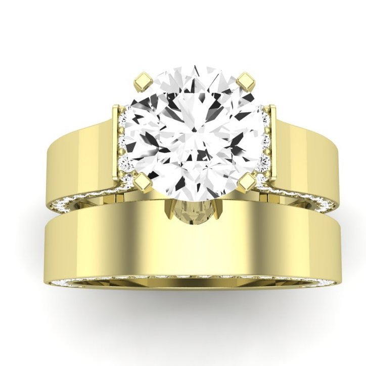 Lavender Moissanite Matching Band Only (engagement Ring Not Included) For Ring With Round Center yellowgold