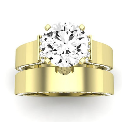 Lavender Moissanite Matching Band Only (engagement Ring Not Included) For Ring With Round Center yellowgold