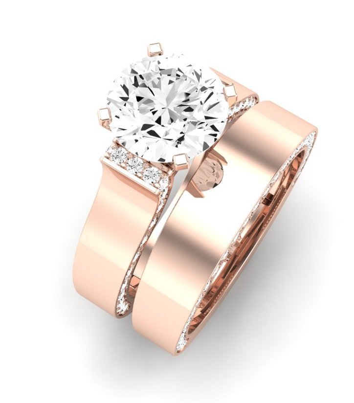 Lavender Moissanite Matching Band Only (engagement Ring Not Included) For Ring With Round Center rosegold