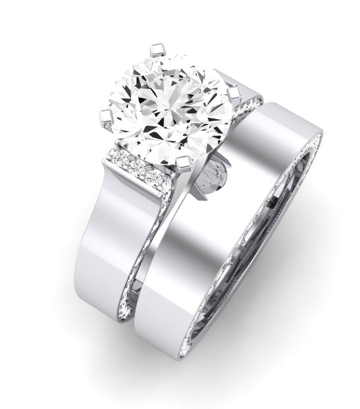 Lavender Moissanite Matching Band Only (engagement Ring Not Included) For Ring With Round Center whitegold