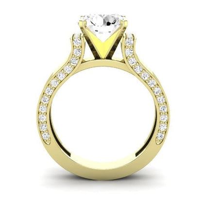 Lavender Moissanite Matching Band Only (engagement Ring Not Included) For Ring With Round Center yellowgold