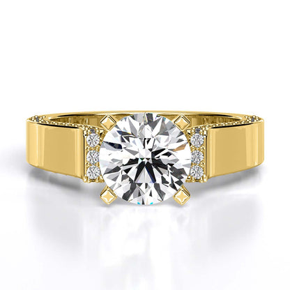 Lavender Round Moissanite Engagement Ring yellowgold