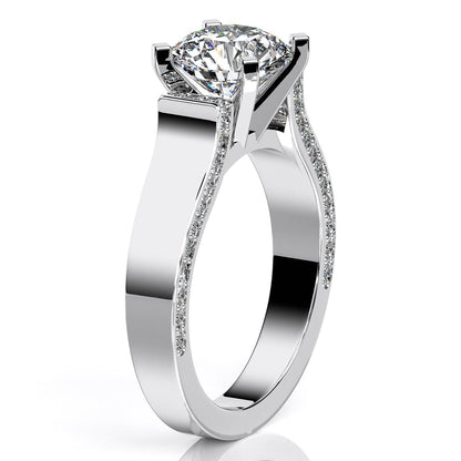 Lavender Round Moissanite Engagement Ring whitegold