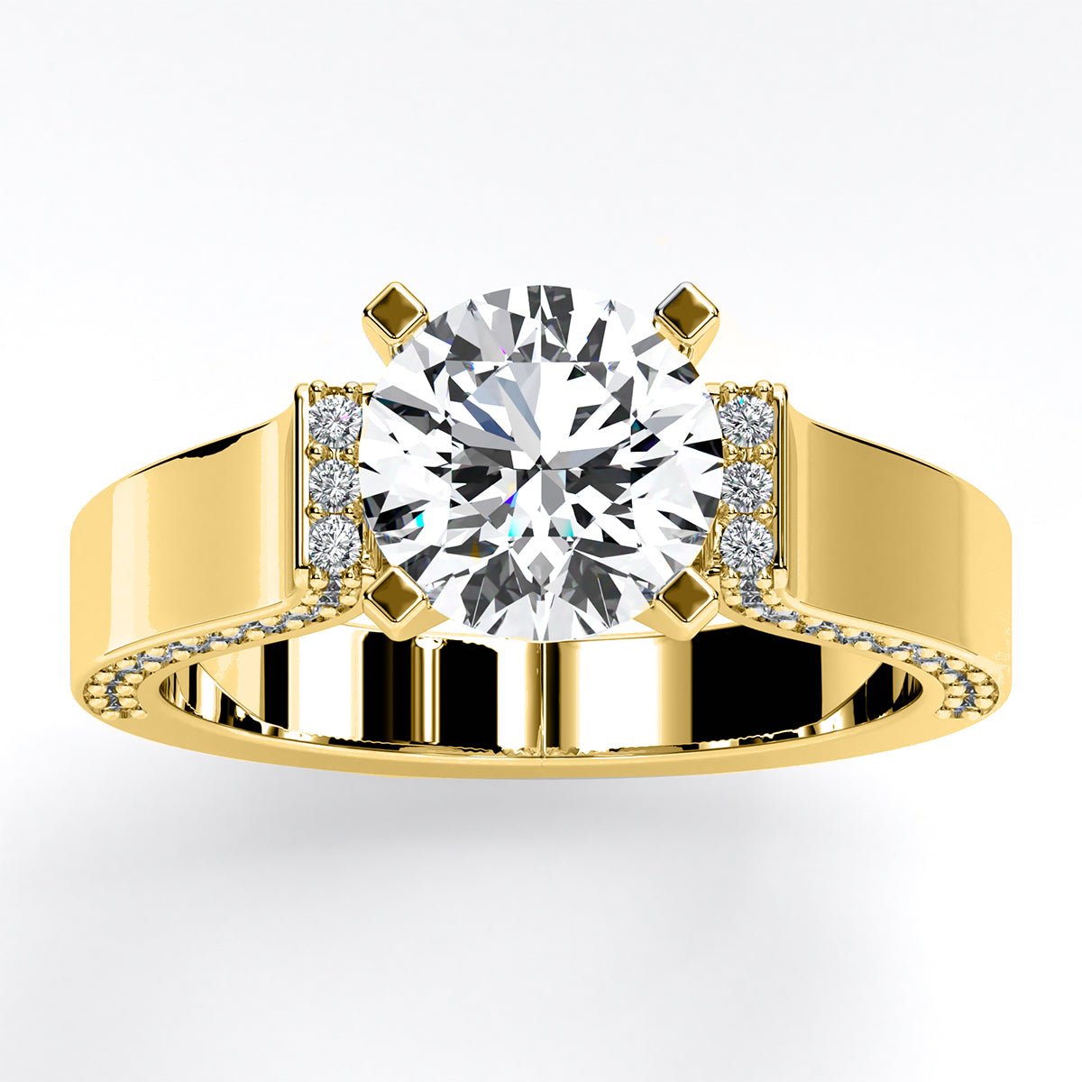 Lavender Round Moissanite Engagement Ring yellowgold