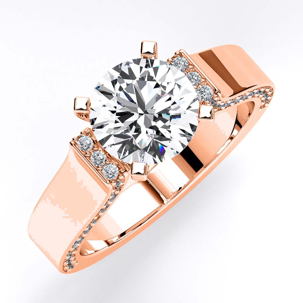 Lavender Round Moissanite Engagement Ring rosegold