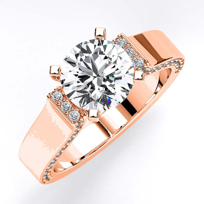 Lavender Round Moissanite Engagement Ring rosegold
