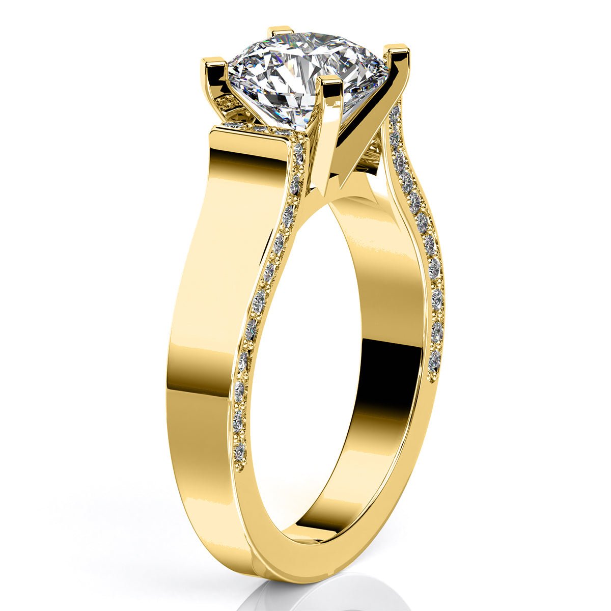 Lavender Round Moissanite Engagement Ring yellowgold