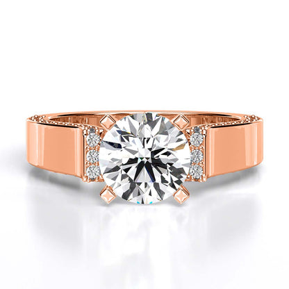Lavender Round Moissanite Engagement Ring rosegold