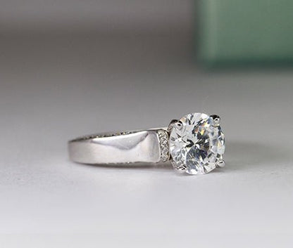 Lavender Round Moissanite Engagement Ring whitegold