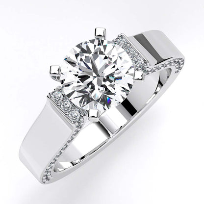 Lavender Round Moissanite Engagement Ring whitegold