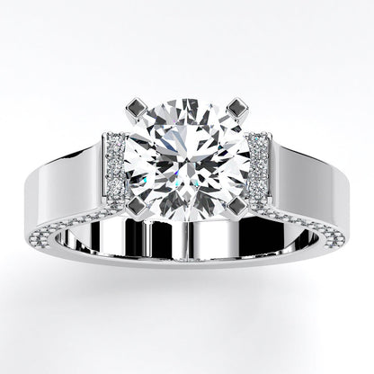 Lavender Round Moissanite Engagement Ring whitegold