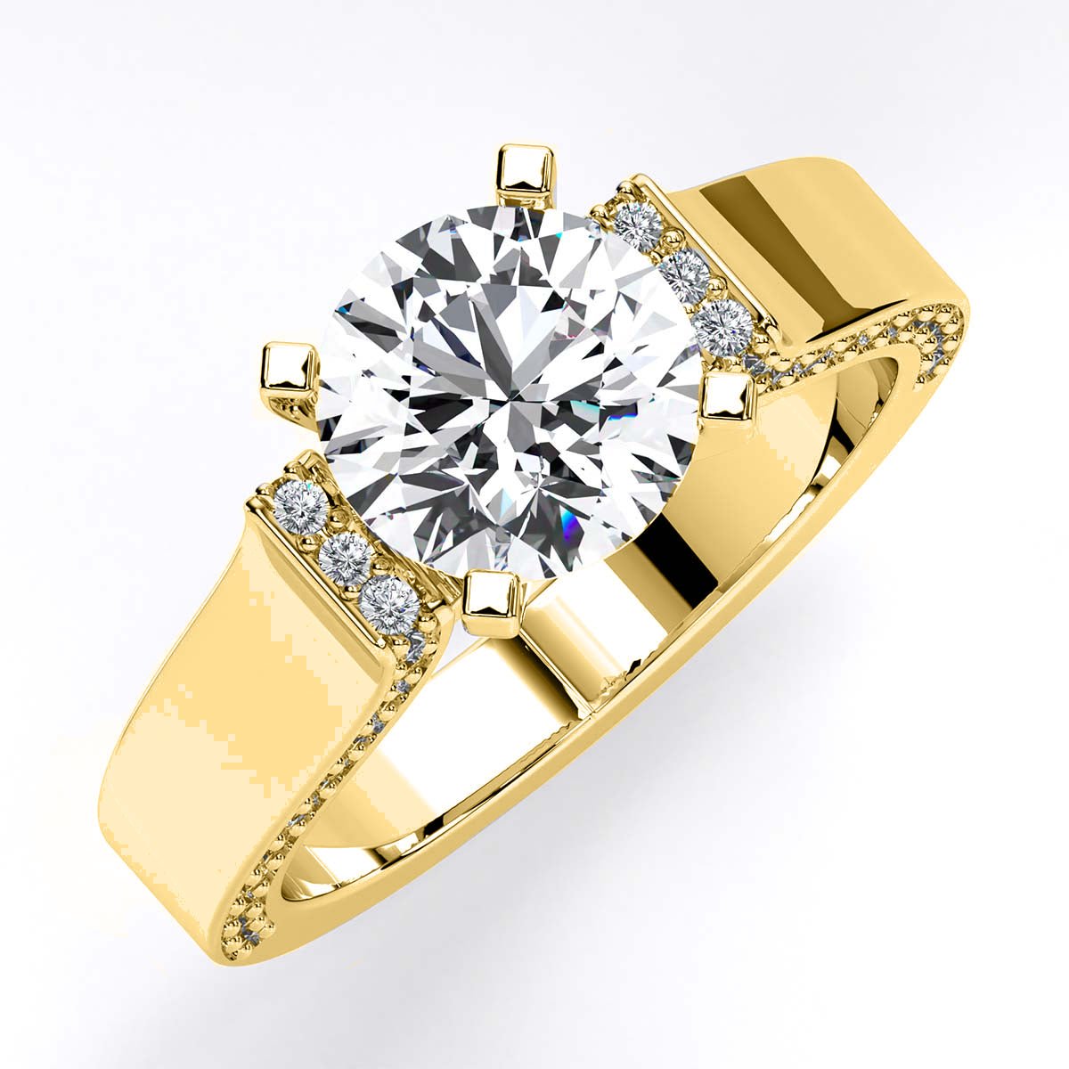 Lavender Round Moissanite Engagement Ring yellowgold