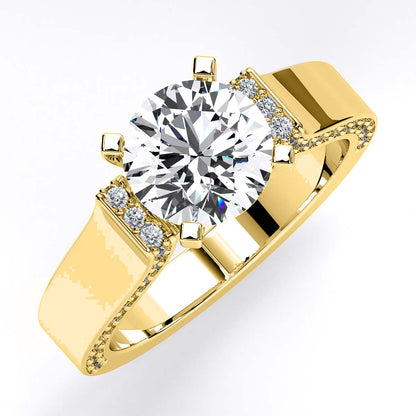 Lavender Round Moissanite Engagement Ring yellowgold