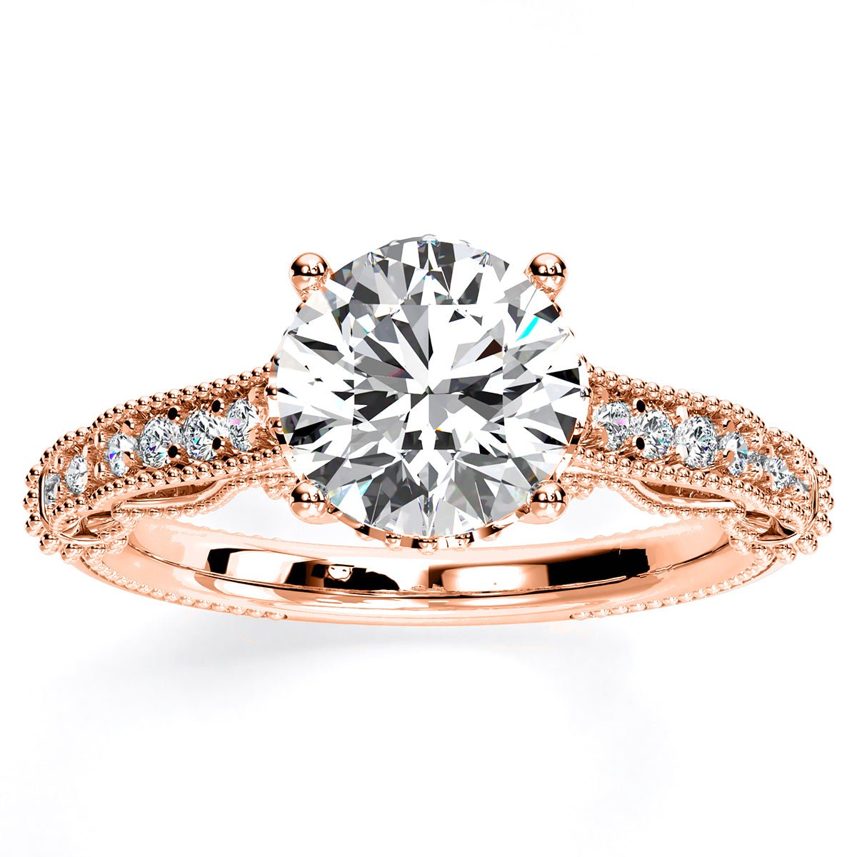 Laylani Round Moissanite Engagement Ring rosegold