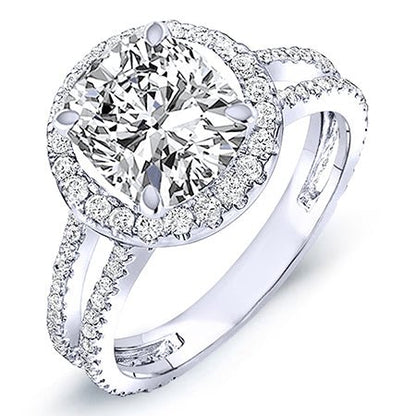 Lilac Cushion Moissanite Engagement Ring whitegold