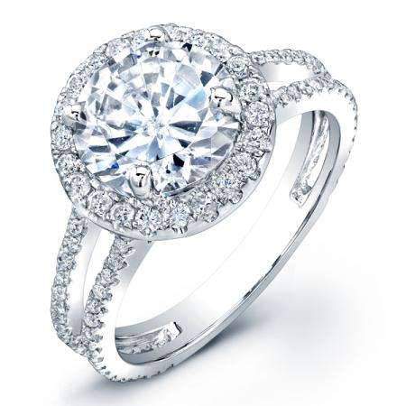 Lilac Round Moissanite Engagement Ring whitegold