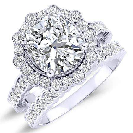 Lita Cushion Moissanite Bridal Set whitegold