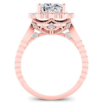 Lita Cushion Moissanite Bridal Set rosegold
