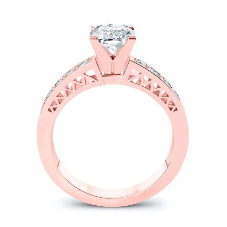 Lotus Moissanite Matching Band Only (engagement Ring Not Included) For Ring With Princess Center rosegold