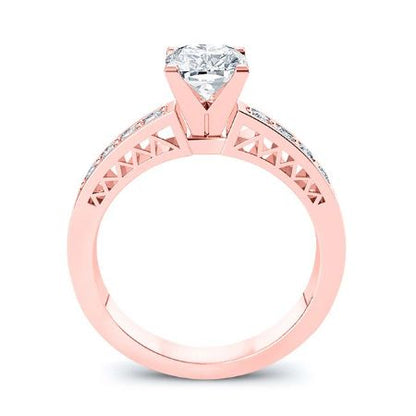 Lotus Round Moissanite Bridal Set rosegold