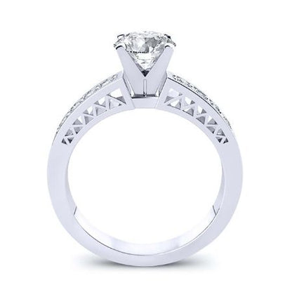Lotus Round Moissanite Engagement Ring whitegold