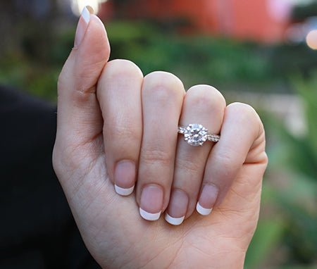 Lotus Round Moissanite Engagement Ring whitegold