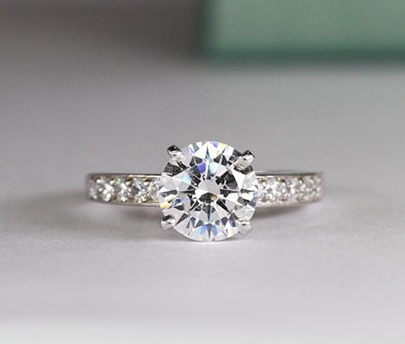 Lotus Round Moissanite Engagement Ring whitegold