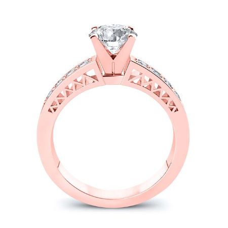 Lotus Round Moissanite Engagement Ring rosegold