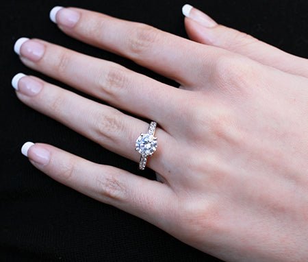 Lotus Round Moissanite Engagement Ring whitegold
