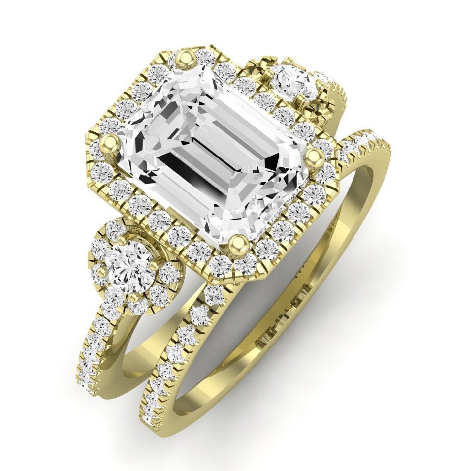 Lunaria Diamond Matching Band Only (does Not Include Engagement Ring) For Ring With Emerald Center yellowgold
