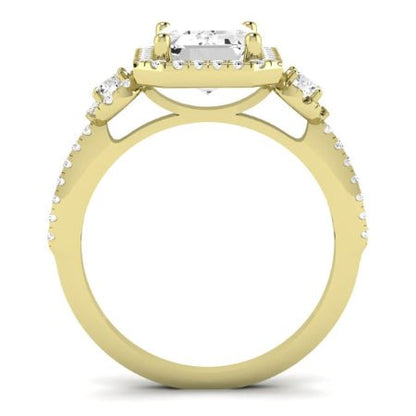 Lunaria Emerald Moissanite Bridal Set yellowgold