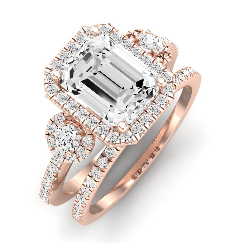 Lunaria Emerald Moissanite Bridal Set rosegold