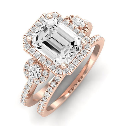 Lunaria Emerald Moissanite Bridal Set rosegold