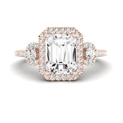 Lunaria Emerald Moissanite Bridal Set rosegold